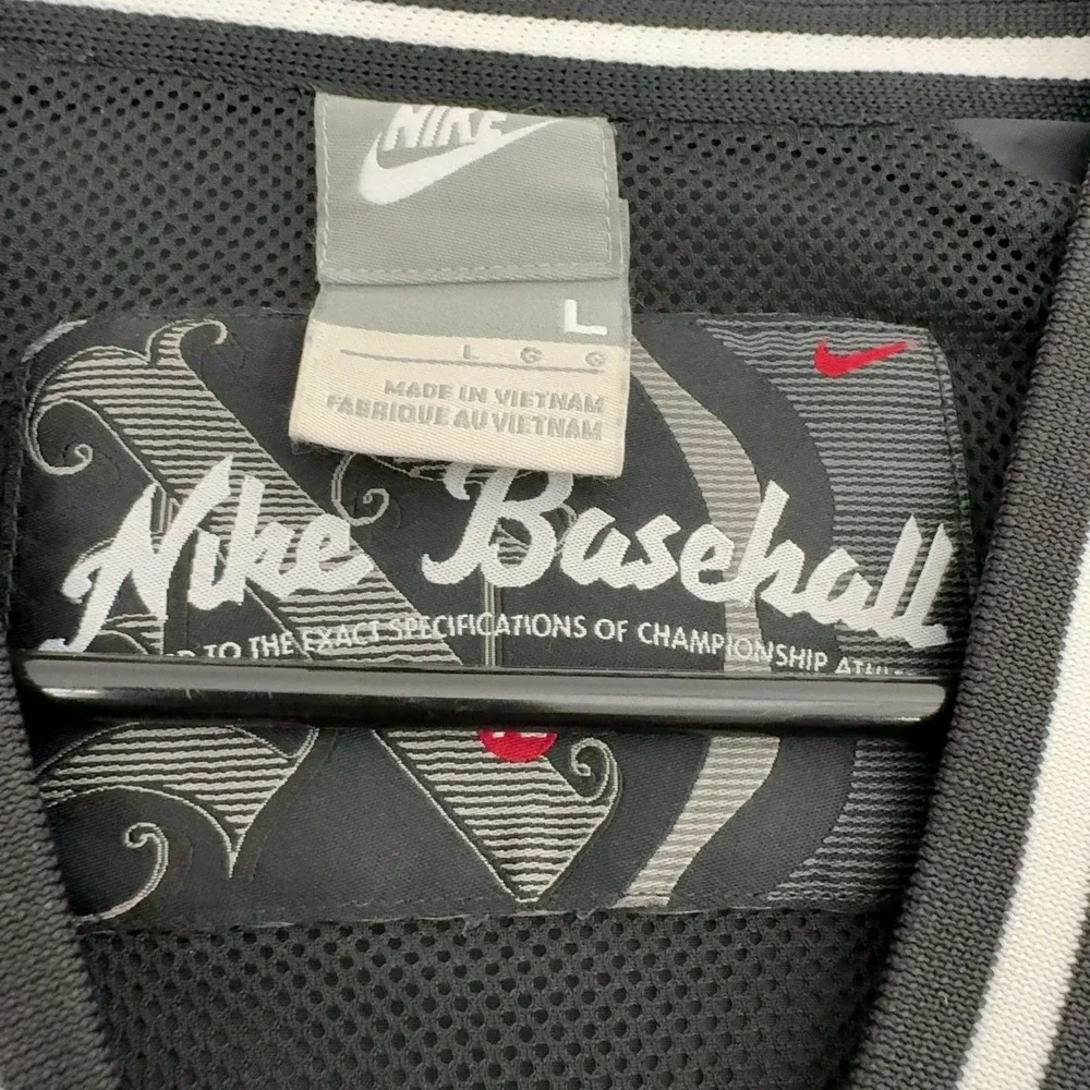 Nike Baseball Windbreaker Mens L Black Polyester V-Neck Pullover Sportswear